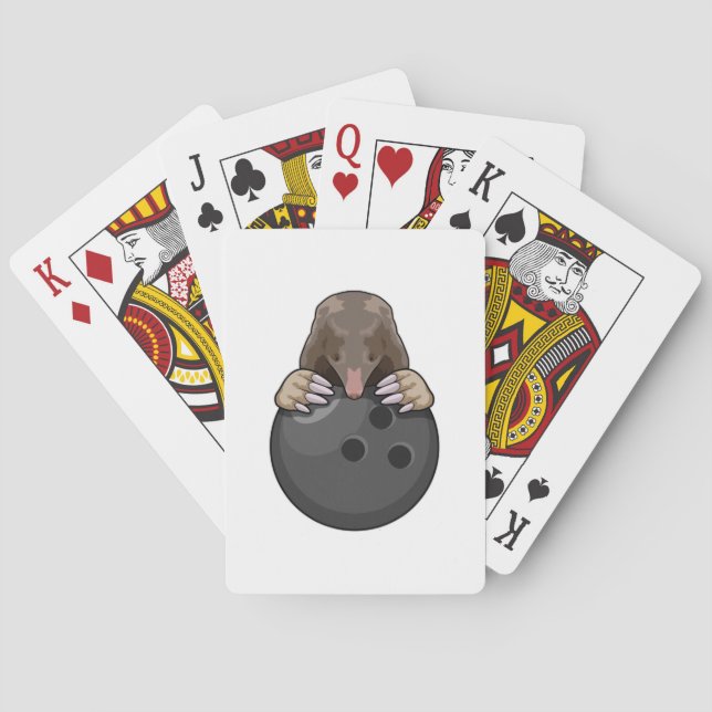 Mole at Bowling with Bowling ball Playing Cards (Back)
