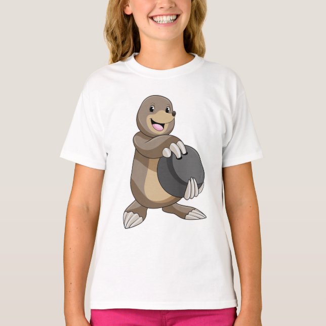 Mole at Bowling with Bowling ball T-Shirt (Front)