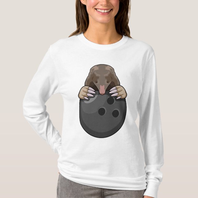 Mole at Bowling with Bowling ball T-Shirt (Front)