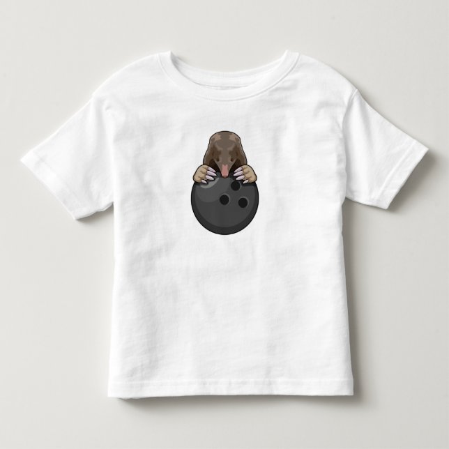 Mole at Bowling with Bowling ball Toddler T-shirt (Front)