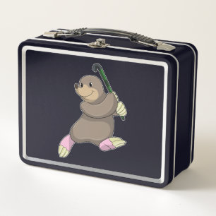 Mole at Hockey with Hockey bat Metal Lunch Box