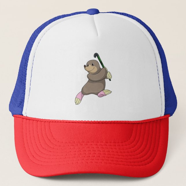 Mole at Hockey with Hockey bat Trucker Hat (Front)