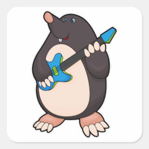 Mole at Music with Guitar Square Sticker