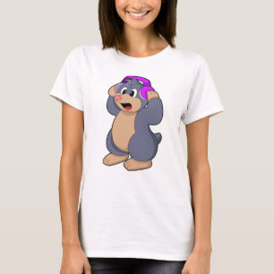 Mole at Music with Headphone T-Shirt