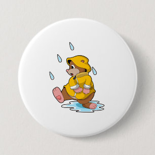 Mole at Rain with Raindrops 3 Inch Round Button
