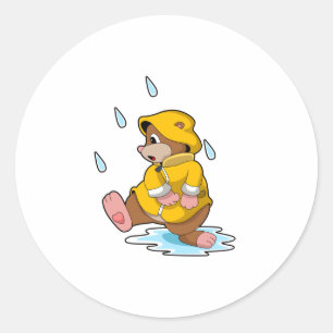 Mole at Rain with Raindrops Classic Round Sticker