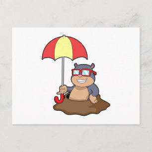 Mole at Raining with Umbrella Postcard