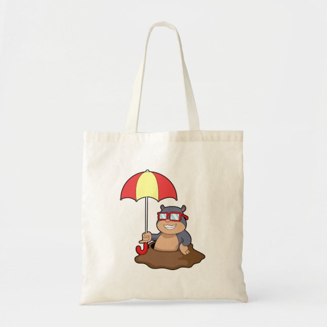 Mole at Raining with Umbrella Tote Bag (Front)