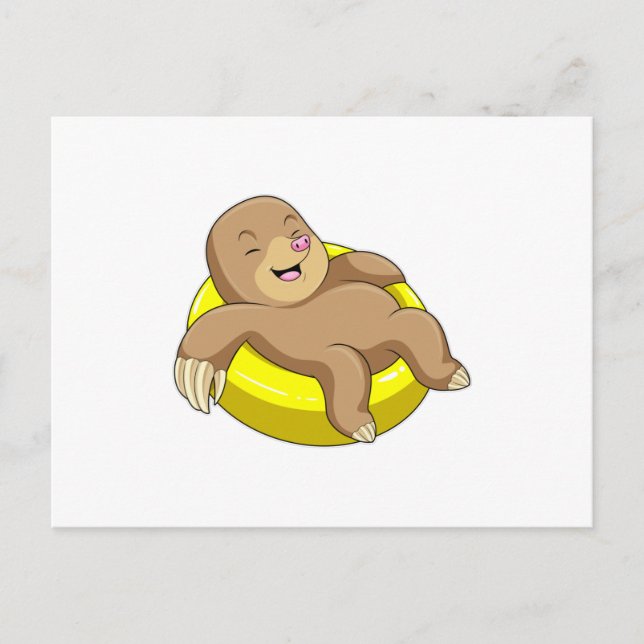 Mole at Swimming with Lifebuoy Postcard (Front)