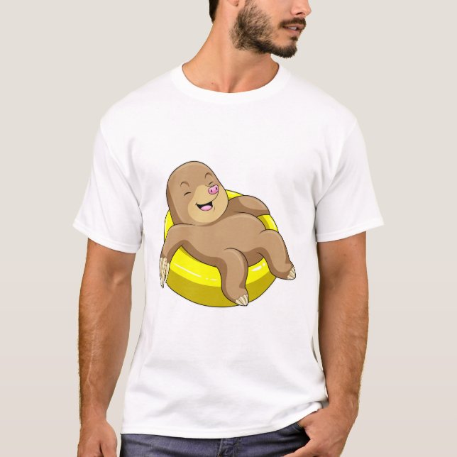 Mole at Swimming with Lifebuoy T-Shirt (Front)