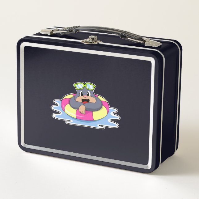 Mole at Swimming with Swim ring.PNG Metal Lunch Box (Front)