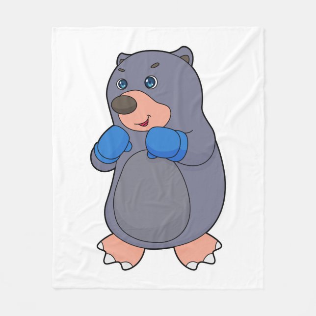 Mole Boxing Boxer Boxing gloves Fleece Blanket (Front)