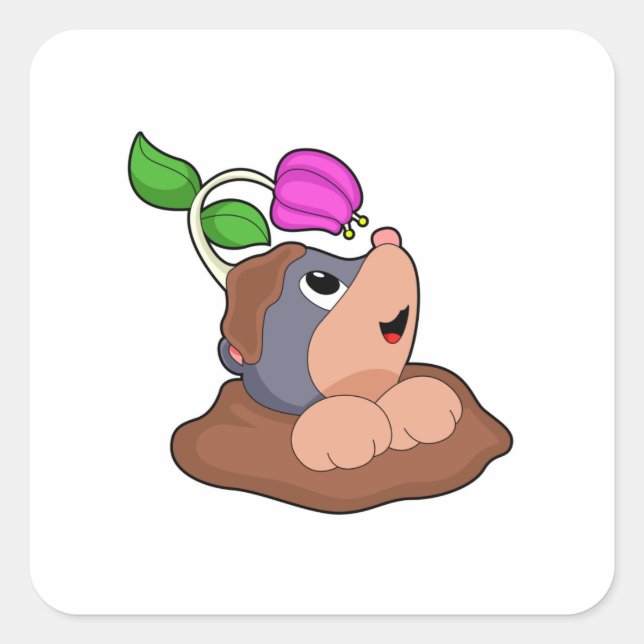 Mole Earth Flower Square Sticker (Front)