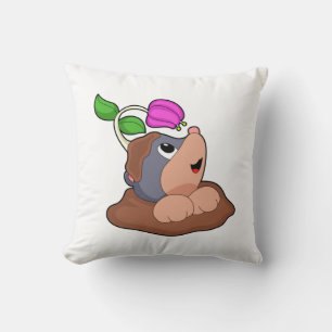 Mole Earth Flower Throw Pillow