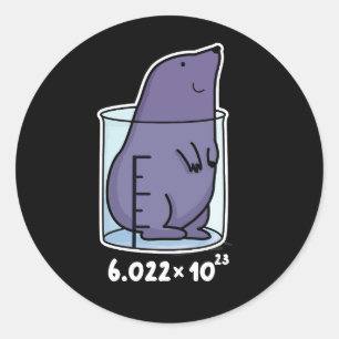 Mole Equation Funny Mole In A Beaker Pun Dark BG Classic Round Sticker