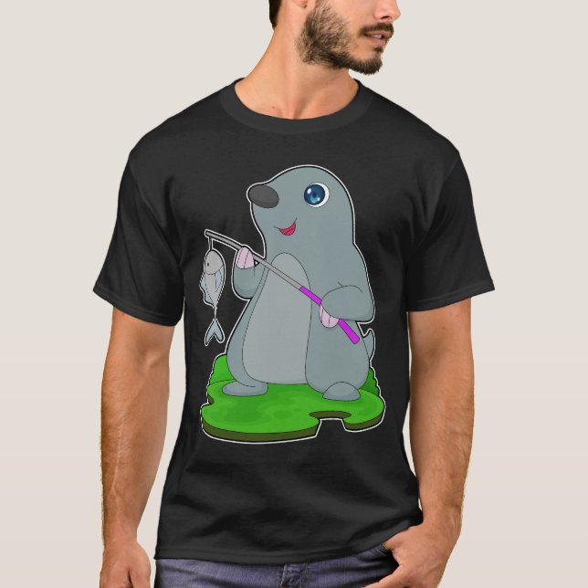 Mole Fisher Fishing rod Fishing T-Shirt (Front)