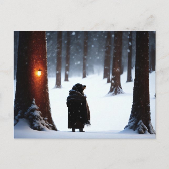 Mole in winter forest postcard (Front)