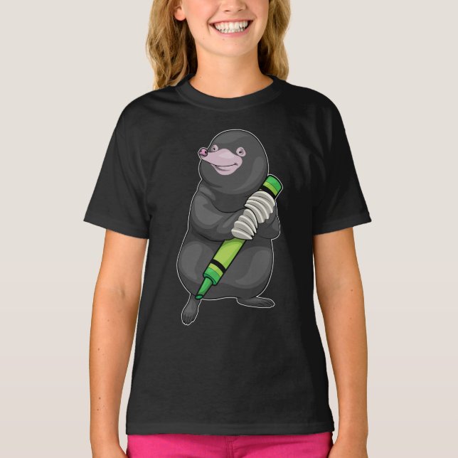 Mole Pupil Crayon School T-Shirt (Front)