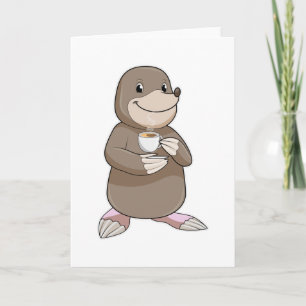 Mole with Coffee Cup Card