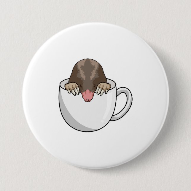 Mole with Cup of Coffee 3 Inch Round Button (Front)