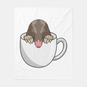 Mole with Cup of Coffee Fleece Blanket
