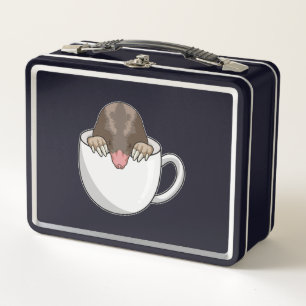 Mole with Cup of Coffee Metal Lunch Box