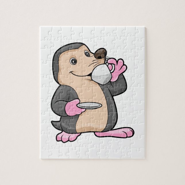 Mole with Cup of Coffee & Saucer Jigsaw Puzzle (Vertical)