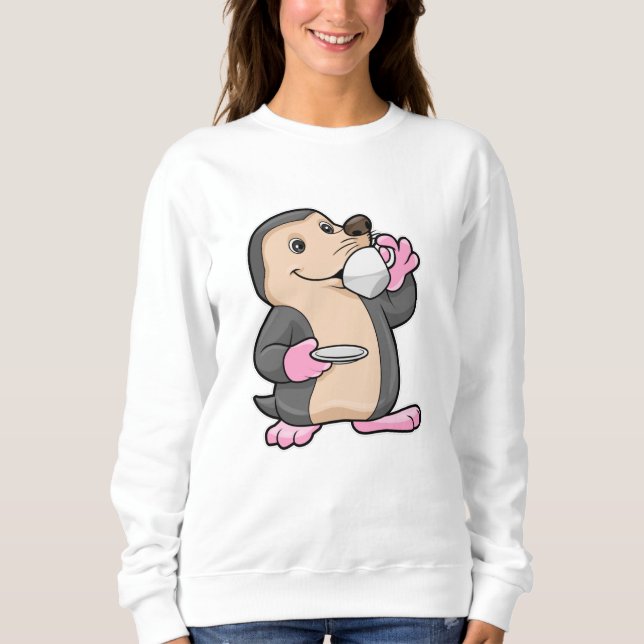 Mole with Cup of Coffee & Saucer Sweatshirt (Front)