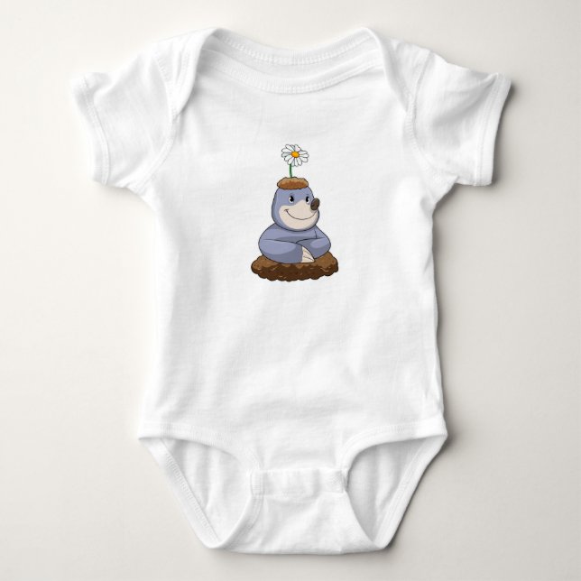 Mole with Daisy Flower Baby Bodysuit (Front)