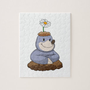 Mole with Daisy Flower Jigsaw Puzzle