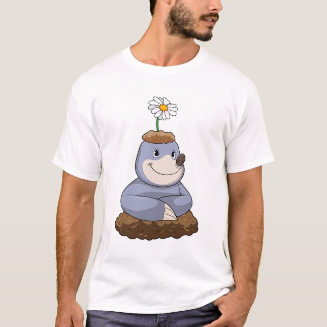 Mole with Daisy Flower T-Shirt (Front)