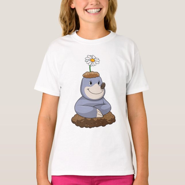 Mole with Daisy Flower T-Shirt (Front)