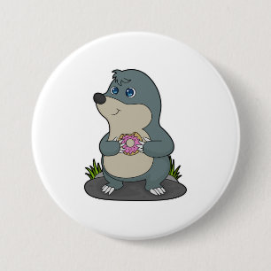 Mole with Donut 3 Inch Round Button