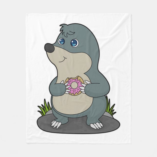 Mole with Donut Fleece Blanket (Front)