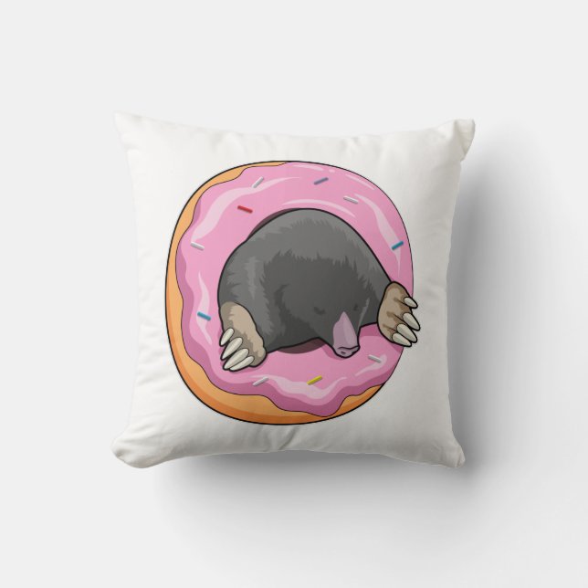 Mole with Doughnut Throw Pillow (Front)