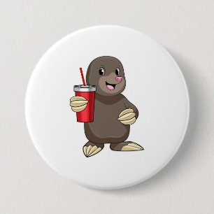 Mole with Drinking mug 3 Inch Round Button