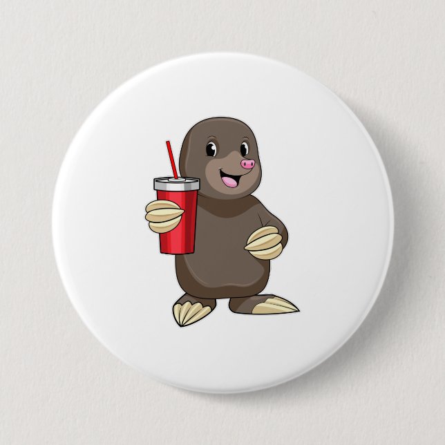 Mole with Drinking mug 3 Inch Round Button (Front)