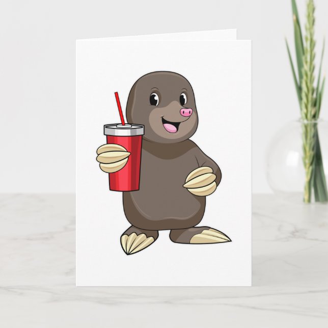 Mole with Drinking mug Card (Front)