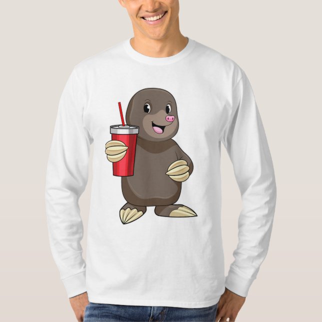Mole with Drinking mug T-Shirt (Front)