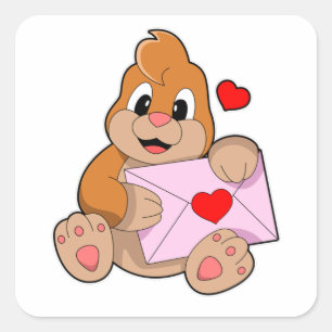 Mole with Heart Envelope Square Sticker