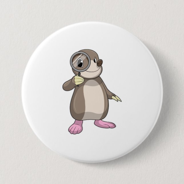 Mole with Magnifying glass 3 Inch Round Button (Front)
