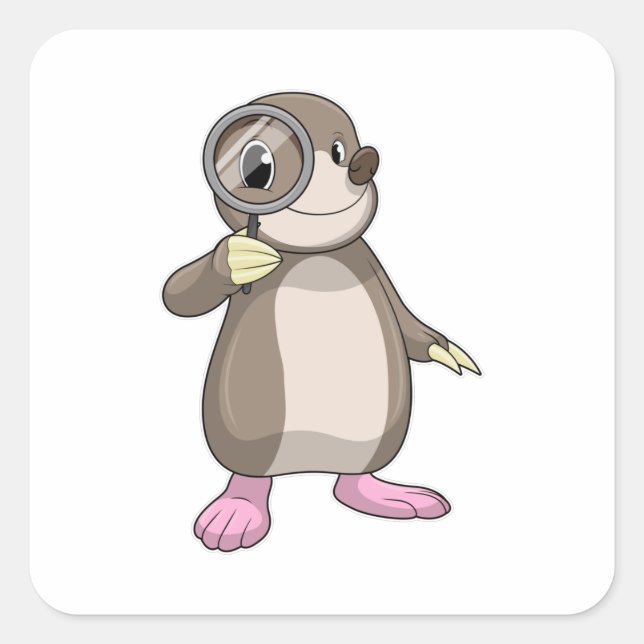 Mole with Magnifying glass Square Sticker (Front)