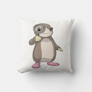 Mole with Magnifying glass Throw Pillow