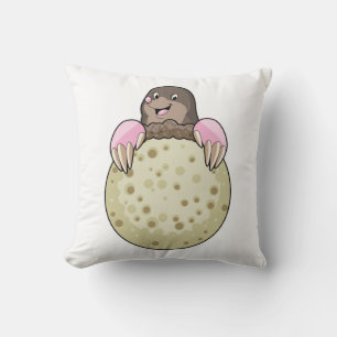 Mole with Moon Throw Pillow