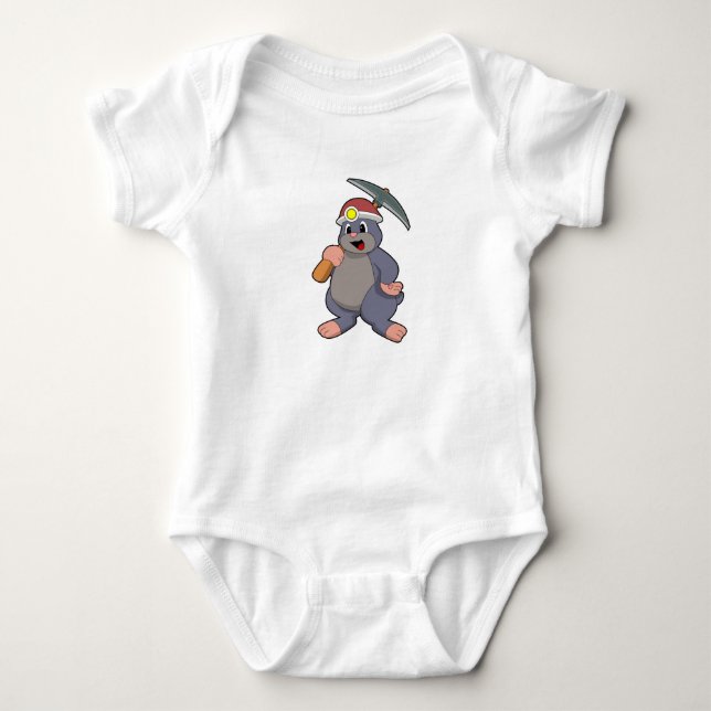 Mole with Pickaxe Baby Bodysuit (Front)