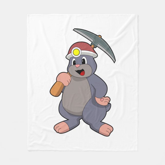 Mole with Pickaxe Fleece Blanket (Front)