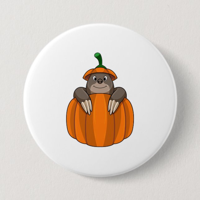 Mole with Pumpkin 3 Inch Round Button (Front)