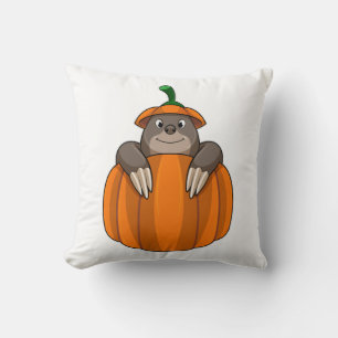 Mole with Pumpkin Throw Pillow