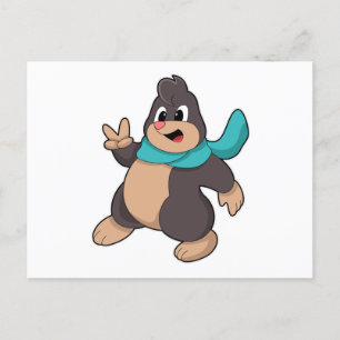 Mole with Scarf Postcard