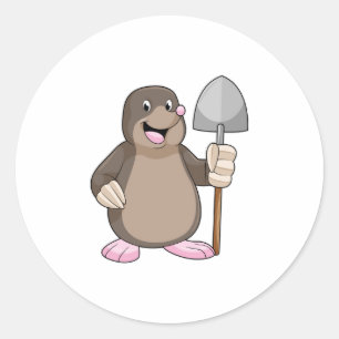 Mole with Shovel Classic Round Sticker